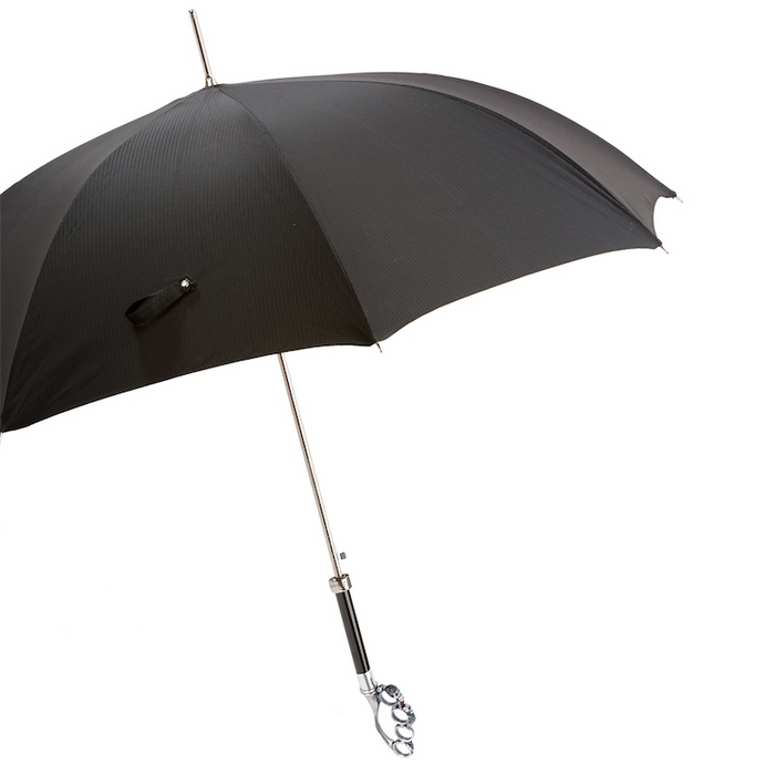 unique silver umbrella with brass handle
