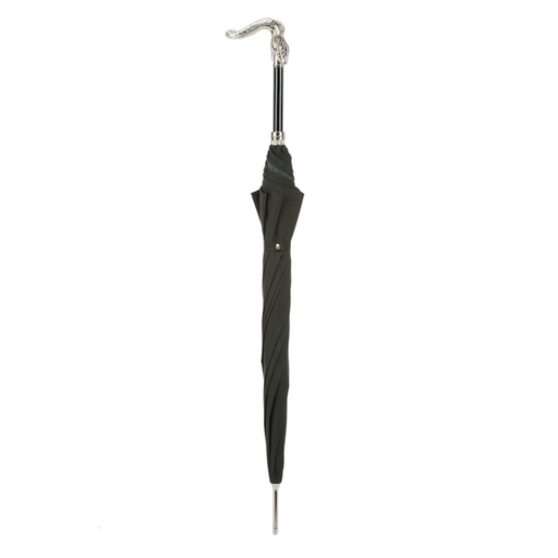 fashionable black umbrella silver snake handle
