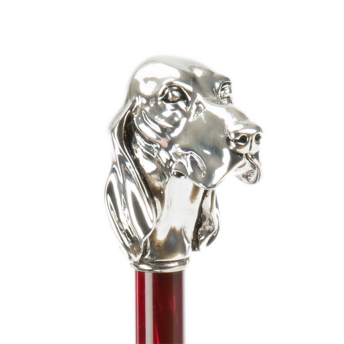 fashionable red umbrella with silver dog head handle 