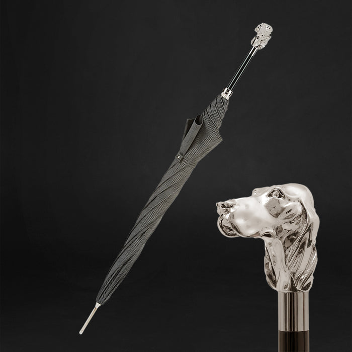 silver dog handle umbrella grey 