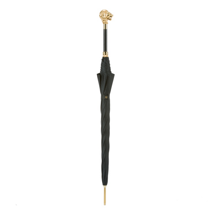 black umbrella gold lion handle
