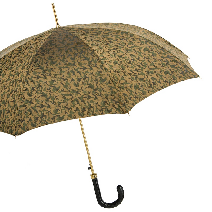 camouflage umbrella with leather handle