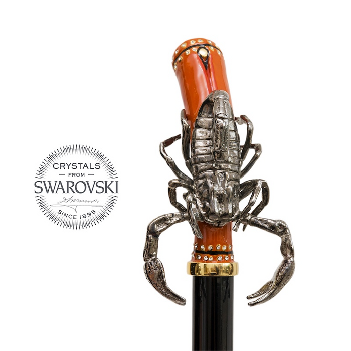 masculine black umbrella with scorpion handle and Swarovski® 