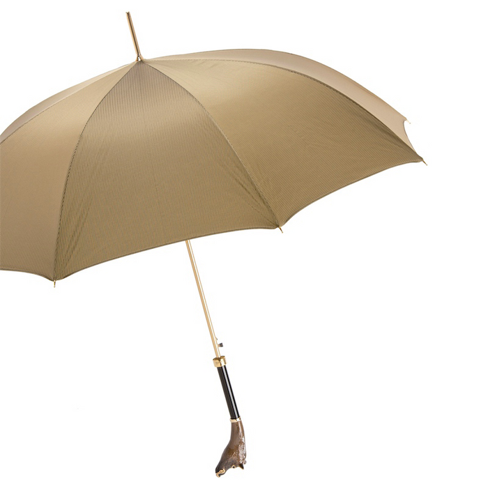 unique beige umbrella with boar handle - designer 