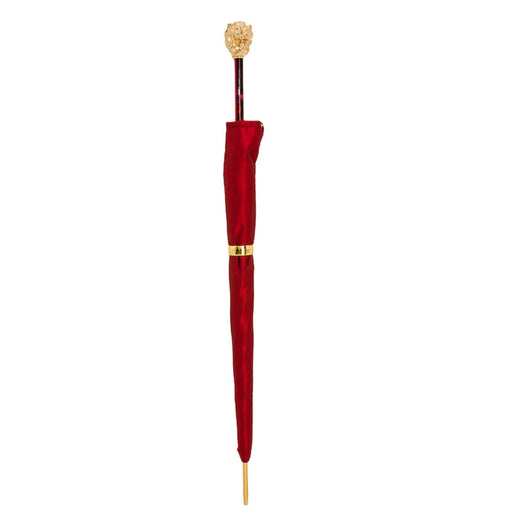 red umbrella with gold lion handle for men