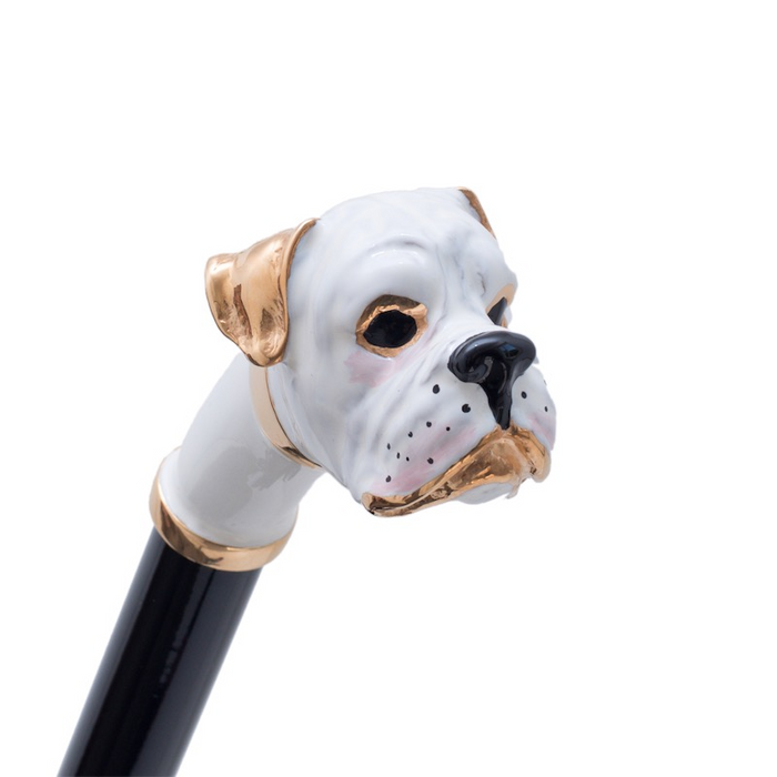 whimsical black umbrella with sculpted dog handle 