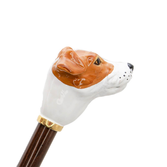playful beige umbrella with Jack Russell handle
