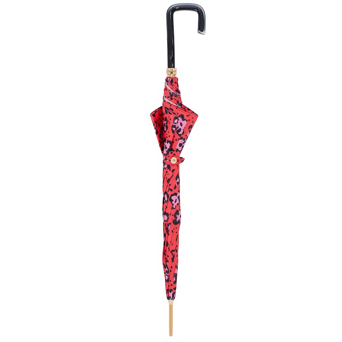 funky red cheetah print umbrella - fashionable