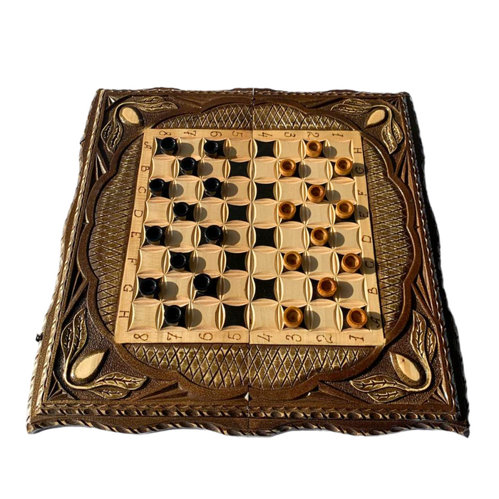 Handmade Wooden Chess Set 3 In 1, Chess Set, Checkers Set, Backgammon Set