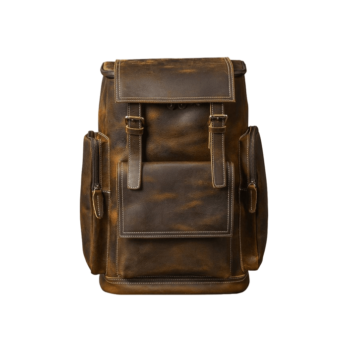Retro Brown Leather Backpack