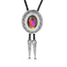 Mens Suit Tie Colorful Glass Stone Bolo with Rhinestone Necklace Tie