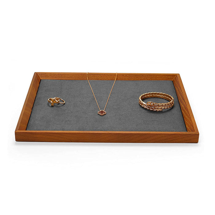 Dark gray wood tray for jewelry organization