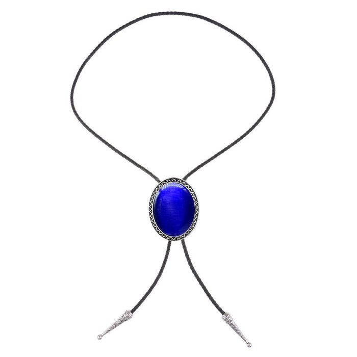 Royal Blue Cat's Eye Bolo Wedding Bootlace Tie