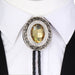 Mens Wedding Bolo Golden Glass Stone Tie with Rhinestone Necklace