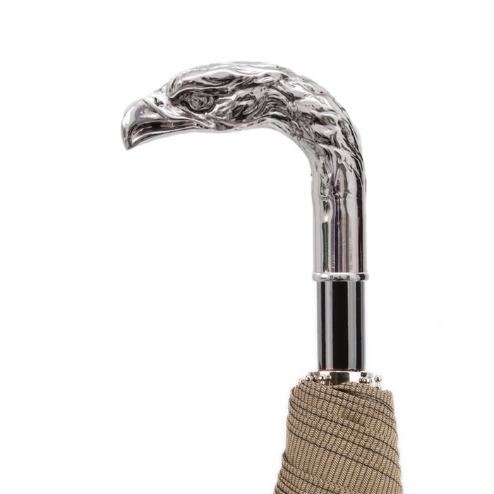 designer beige umbrella with exclusive silver eagle handle 