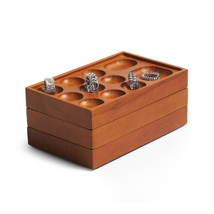 Modern stackable ash wood jewelry organizer tray