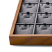 Elegant dark gray wood jewelry display tray for necklaces pendants with 24 grids