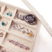 Stackable linen jewelry organizer tray with 24 grids