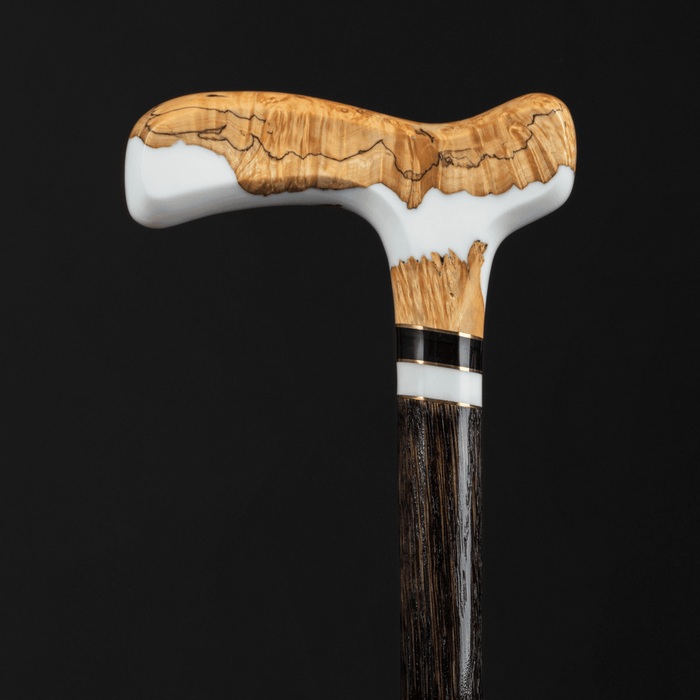 White Epoxy Maple Burl Walking Cane, Stylish Walking Cane