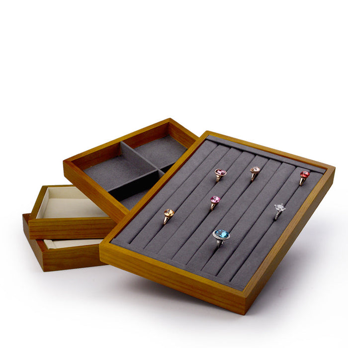Elegant wood jewelry showcase tray