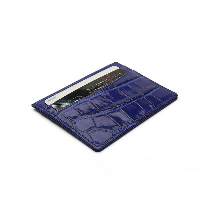 Luxury Leather Card Holder in Crocodile Pattern