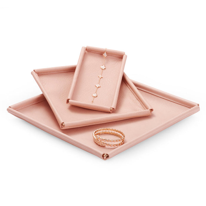 Pink leatherette tray for rings pendants bangles