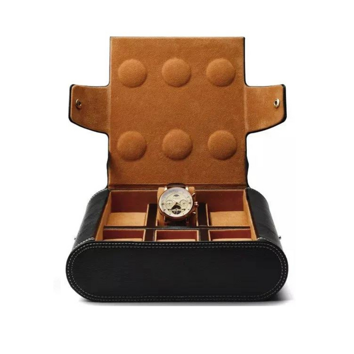 Leather Watch Case Black and Coffee Brown