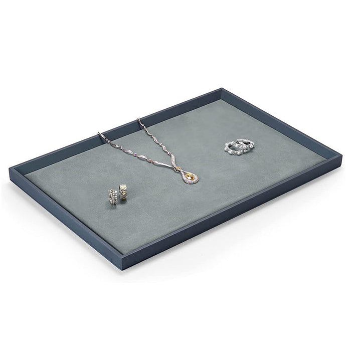 Large flat leather tray for jewelry display
