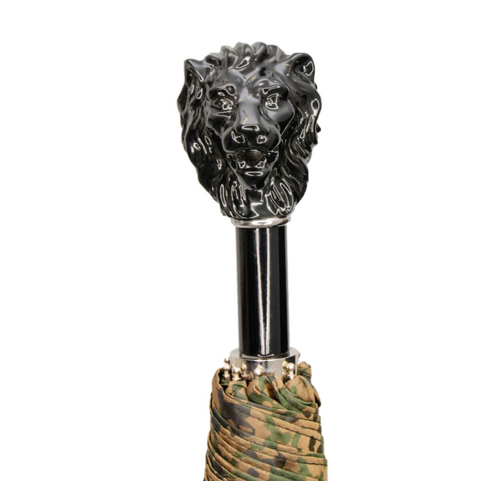 statement black lion handle umbrella - camo, luxury