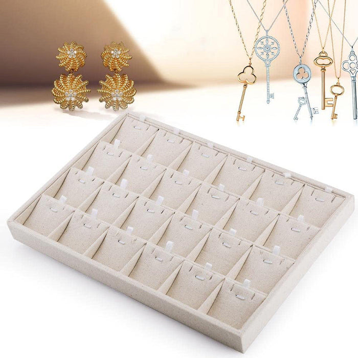 24-grid linen jewelry tray for pendant necklaces