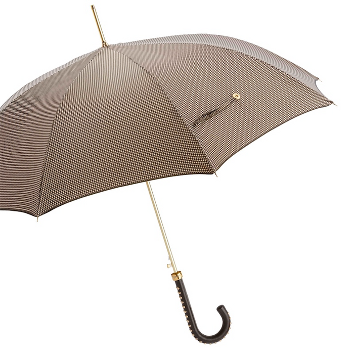 Brown Studded Leather Handle Classic Umbrella
