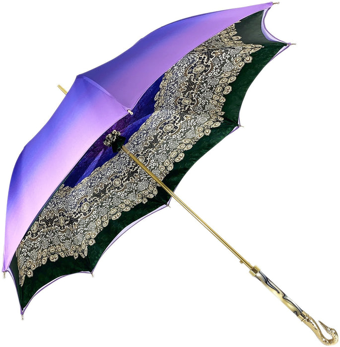 Opulent rain protection with gold-plated embellishment