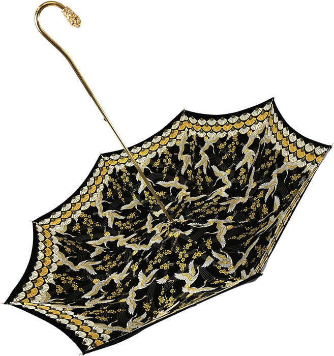 Luxe designer umbrella with opulent silk tassels and hand-embroidered motifs