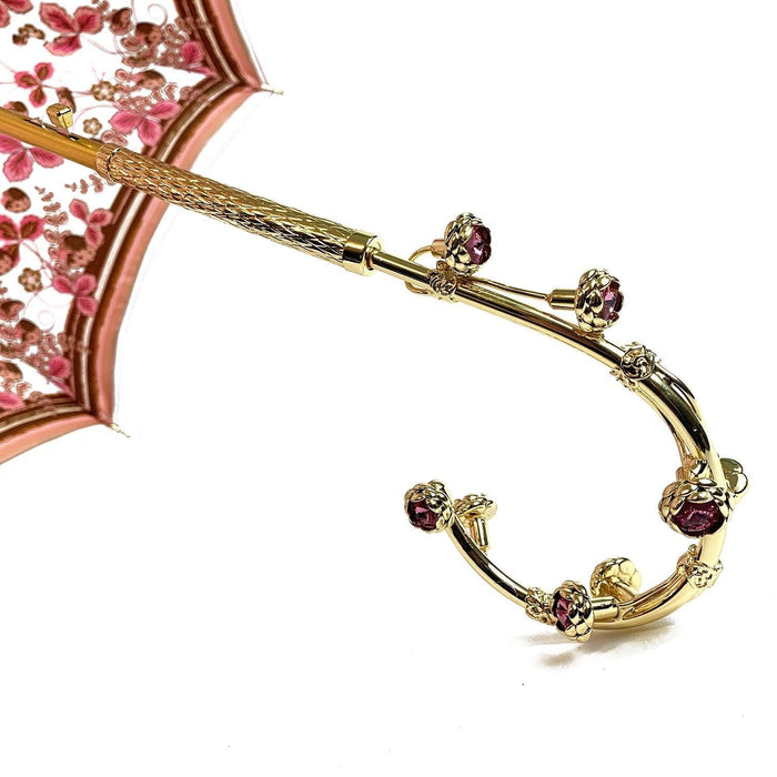 Pink Umbrella with Flowered Handle for Lady