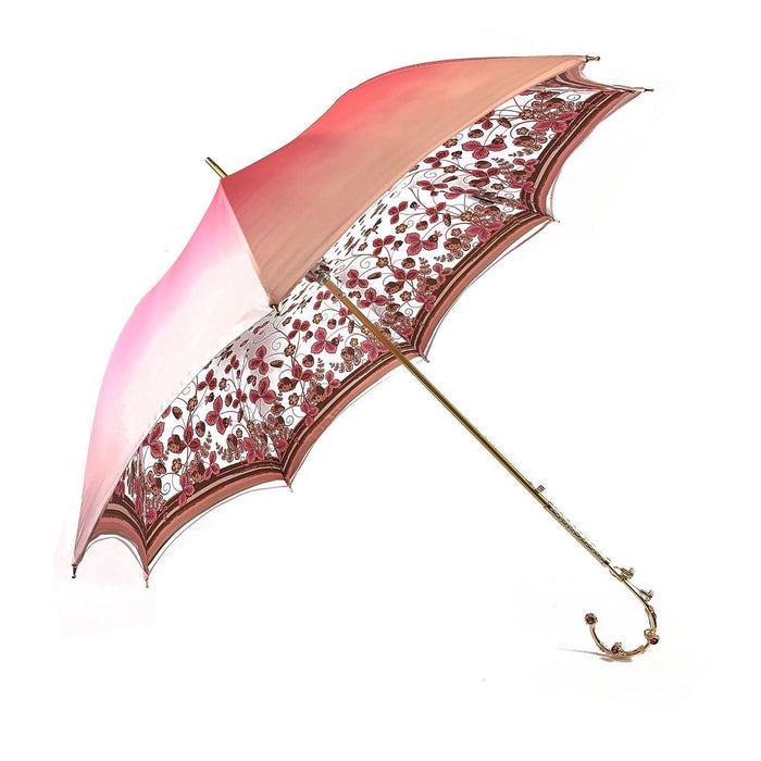 Pink Umbrella with Flowered Handle for Lady