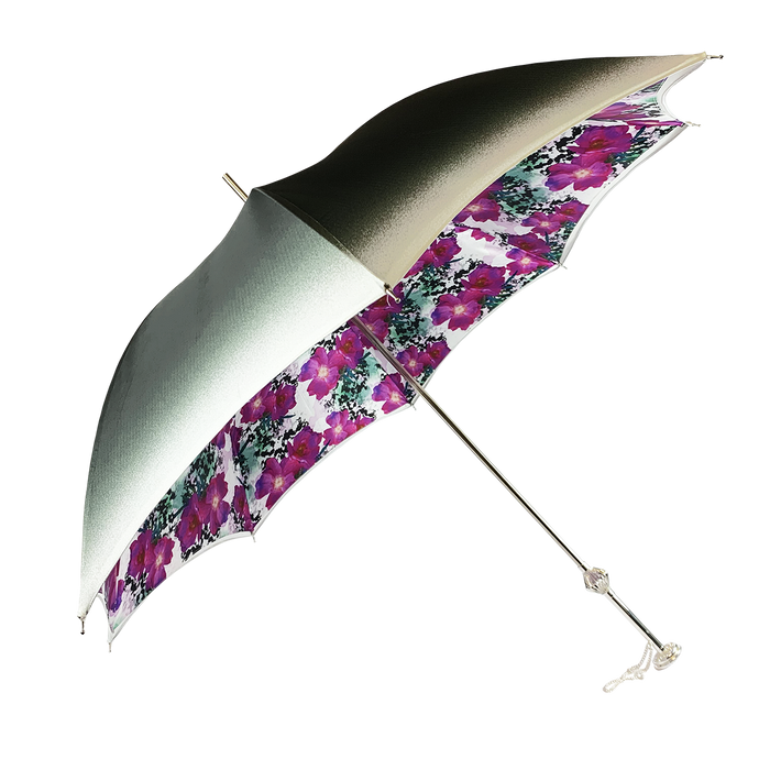 Elegant umbrella adorned with floral and crystal embellishments