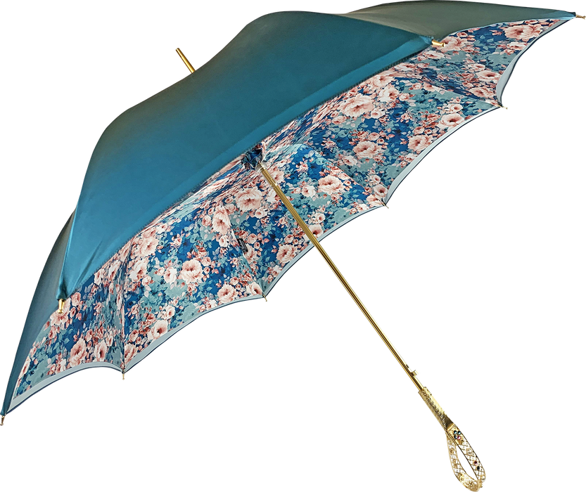Stylish umbrella adorned with delicate floral motifs