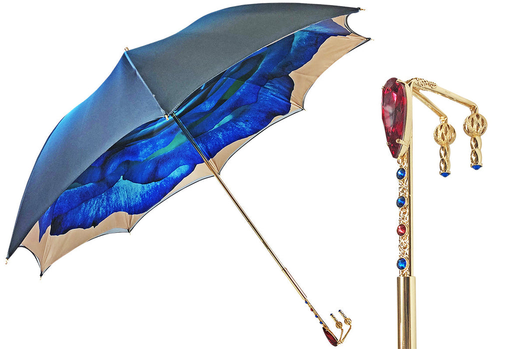 Unique Umbrella with Red Crystal Gold-plated Handle