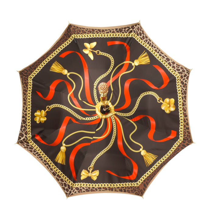 Sophisticated umbrella with artisanal canopy