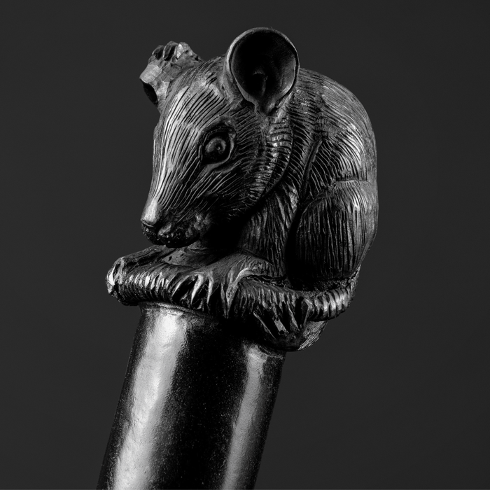 Mouse-themed antique walking cane