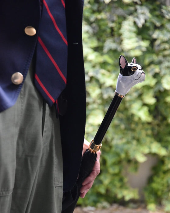 Designer French Bulldog Handle Black Umbrella