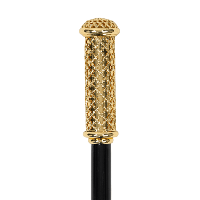 Handcrafted Walking Cane with Elegant Gold Filigree Handle