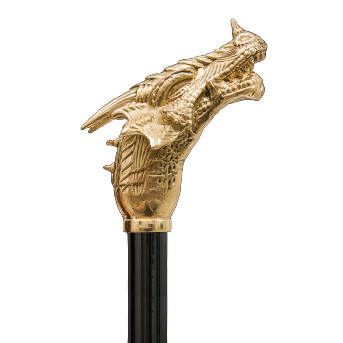 Gold Dragon Head Modern Walking Stick, Luxury Handmade Accessory