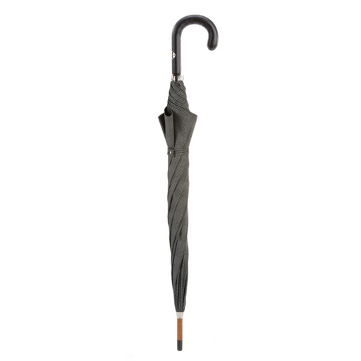 grey quality bespoke umbrella with leather handle
