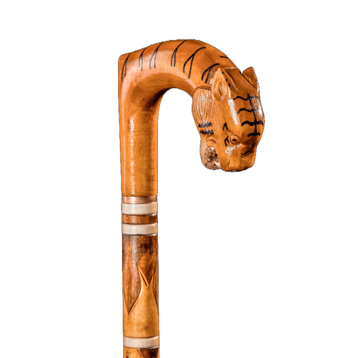 Tiger Walking Stick, Walking Cane Hand Carved - Handmade