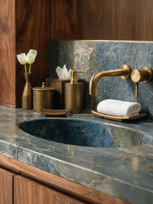 Vintage-Inspired Resin Bathroom Set – Jacquard Design, 7-Piece