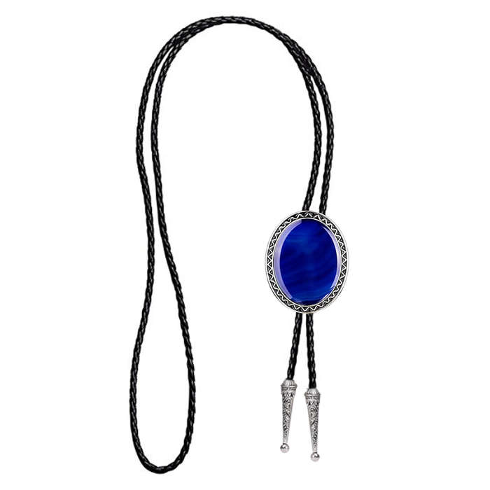 Royal Blue Agate Bolo Tie Wedding Formal Bootlace Tie