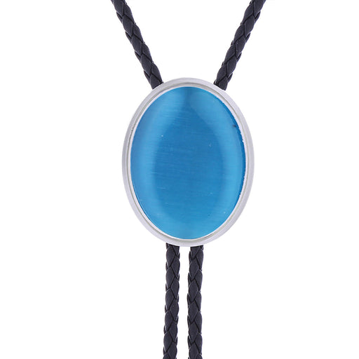 Mens Cat's Eye Bolo Tie Wedding Bolo Blue Formal Tie