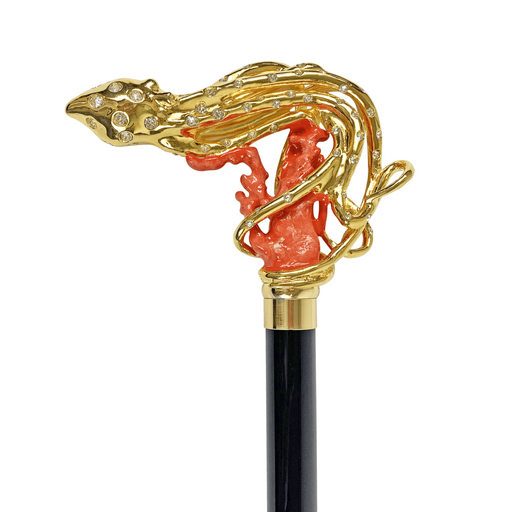 Gold-plated Octopus Crystal Cane