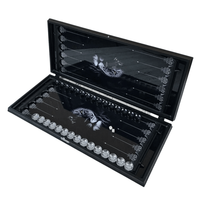 High-quality wood chess set with glass backgammon